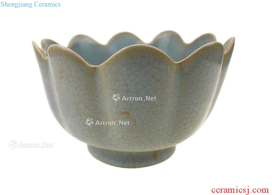 Northern song dynasty Your kiln azure glaze bowl lotus temperature (a)