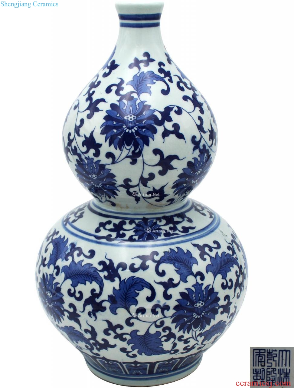 Qing dynasty blue and white flower grain bottle gourd (a)