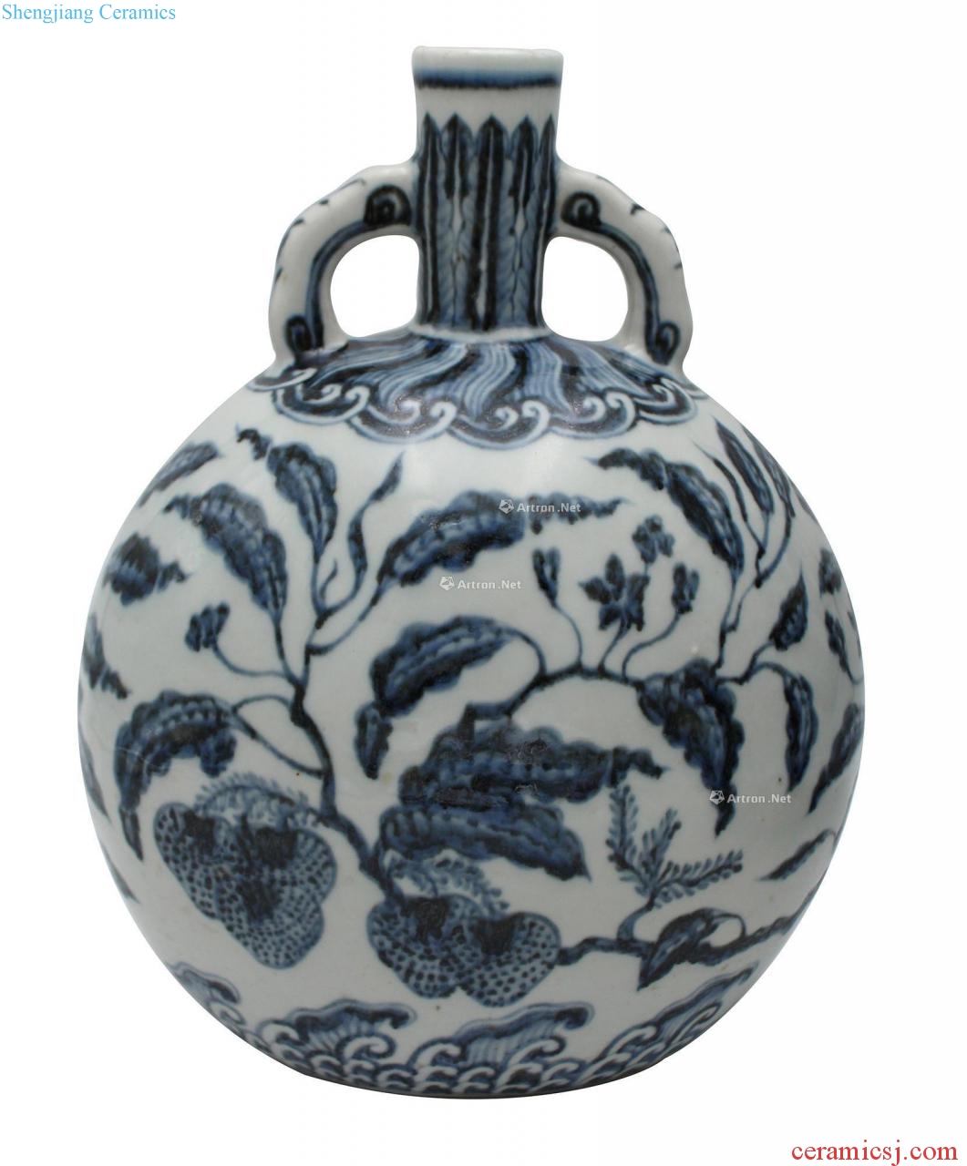 Ming Blue and white tie up branch flowers lines on bottle (a)