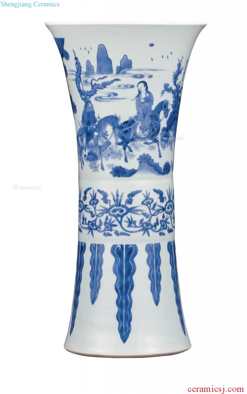 Ming Character lines flower vase with (a)