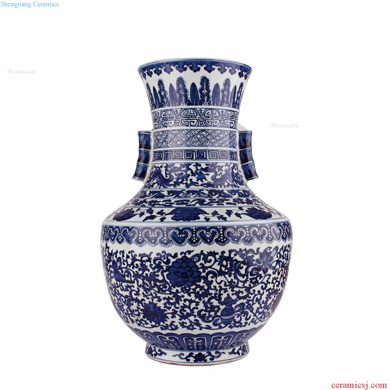 qing Blue and white tie up branch flowers grain penetration ears statue of (a)