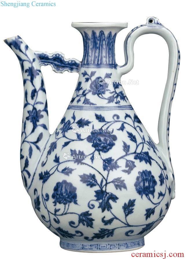 Ming Blue and white tie up branch flowers grain ewer (a)
