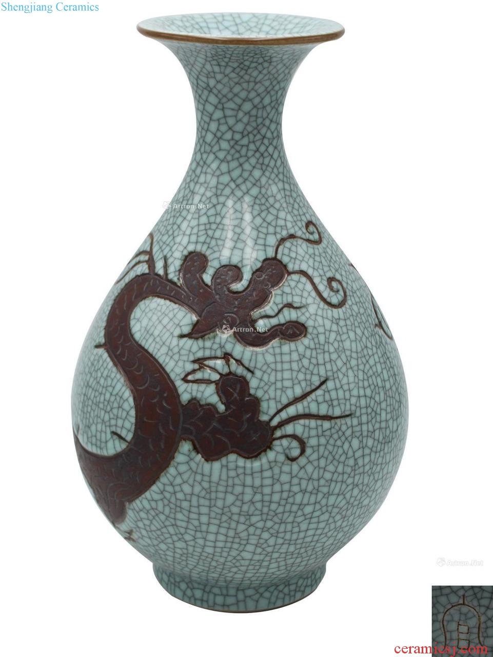 Elder brother of the song dynasty kiln of cut flower dragon okho spring bottle (a)