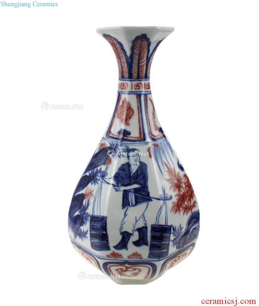 yuan Stories of blue and white youligong bottle (a)