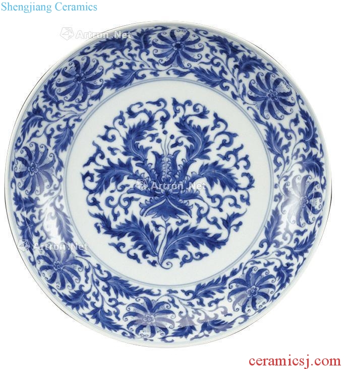 qing Blue and white tie up branch passion fruit tray (a)