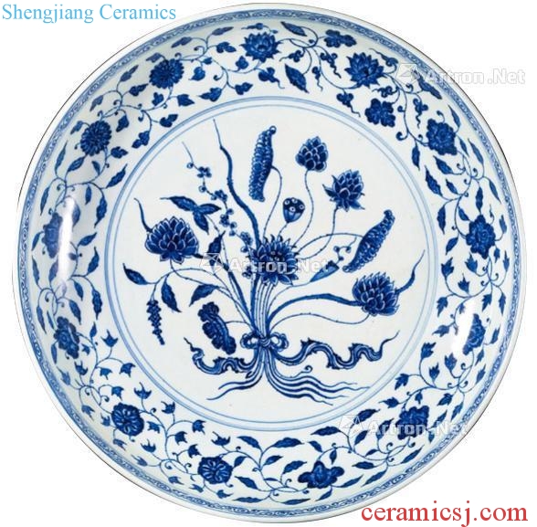 qing Blue and white a lotus tray (a)