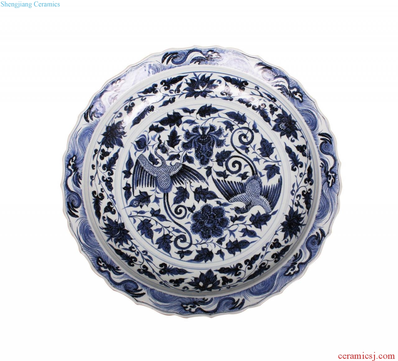 The yuan dynasty Blue and white wear peony fung grain market (a)