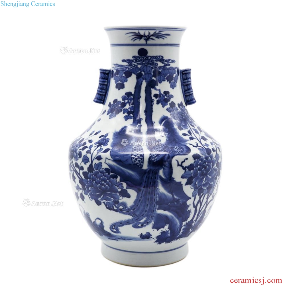 In the qing dynasty Blue and white ears bottle gourd (a)