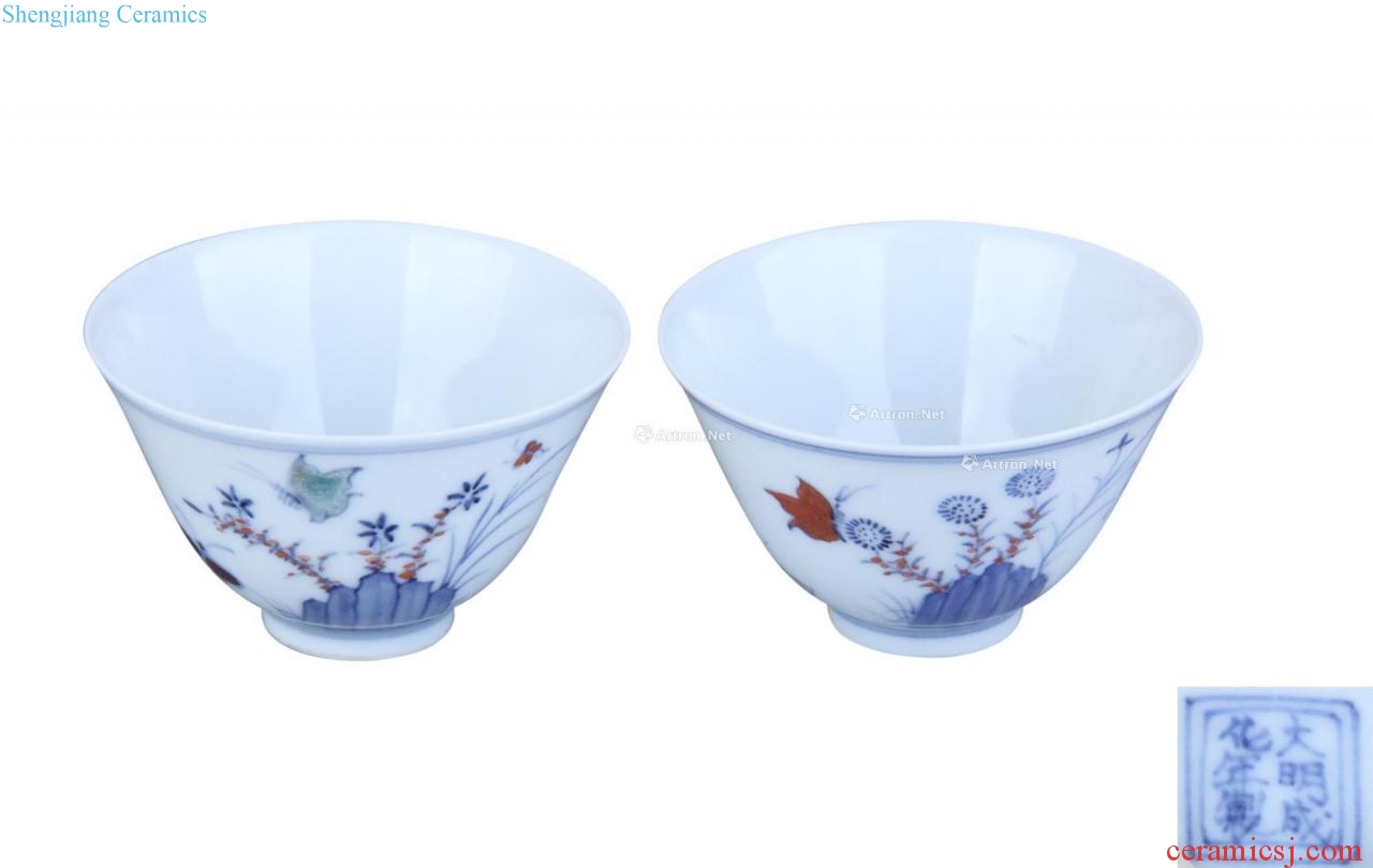 Ming Sowing and ploughing cup (a pair of two/group)