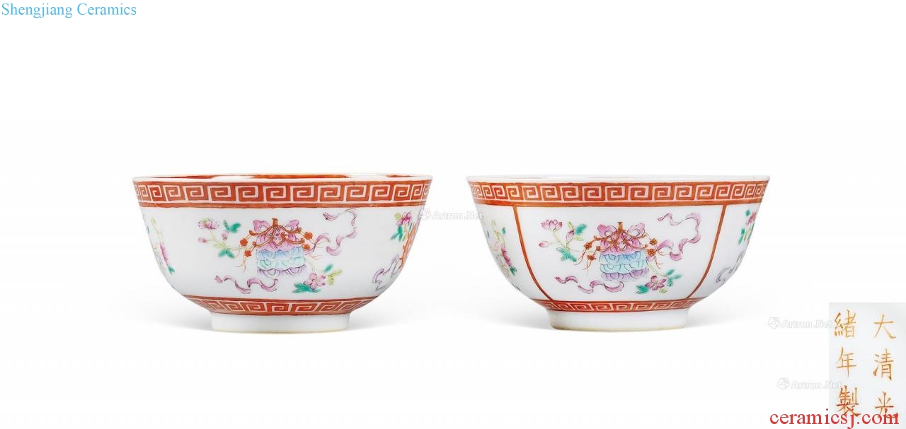 Pastel reign of qing emperor guangxu sweet green-splashed bowls (two)