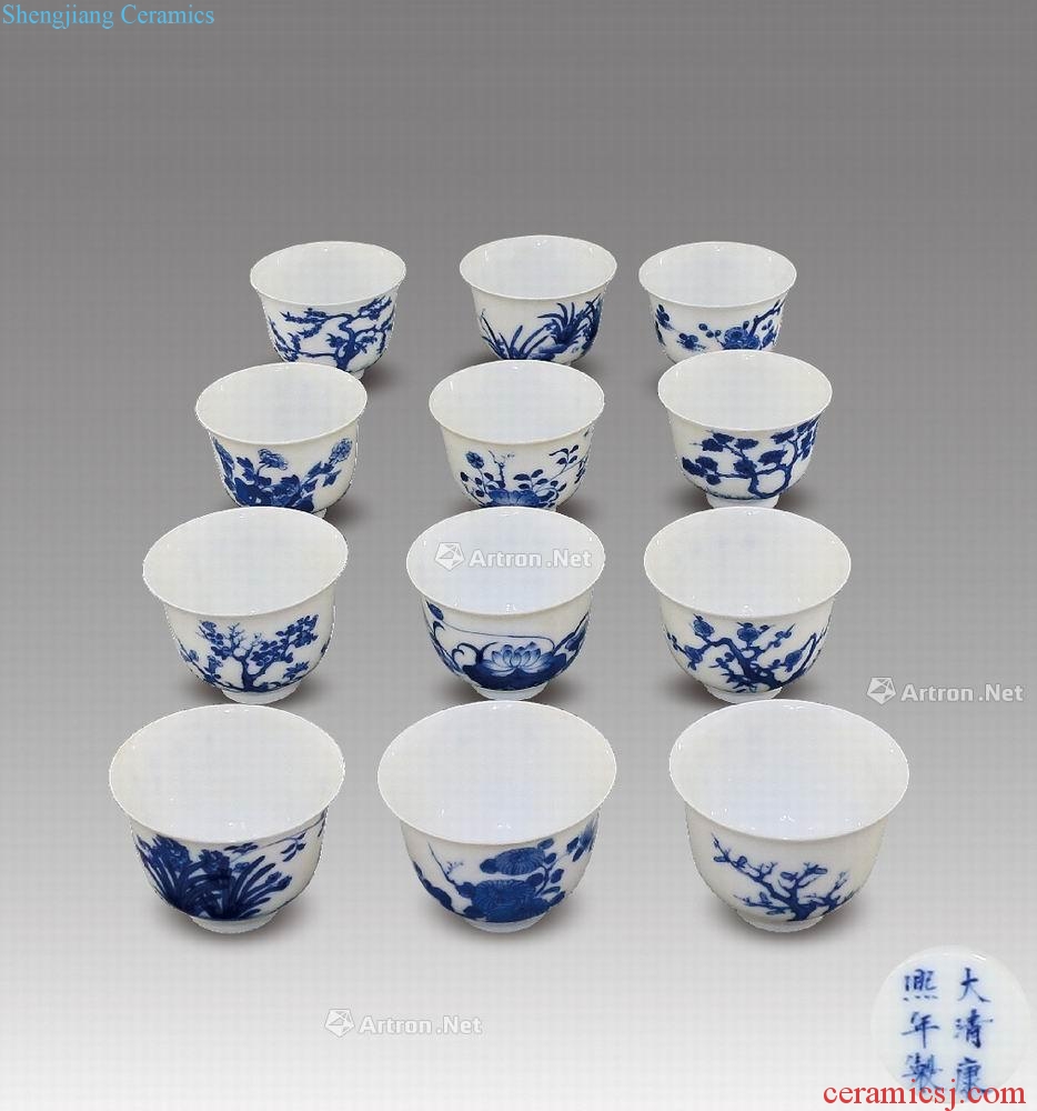 Kangxi porcelain twelve flora cup