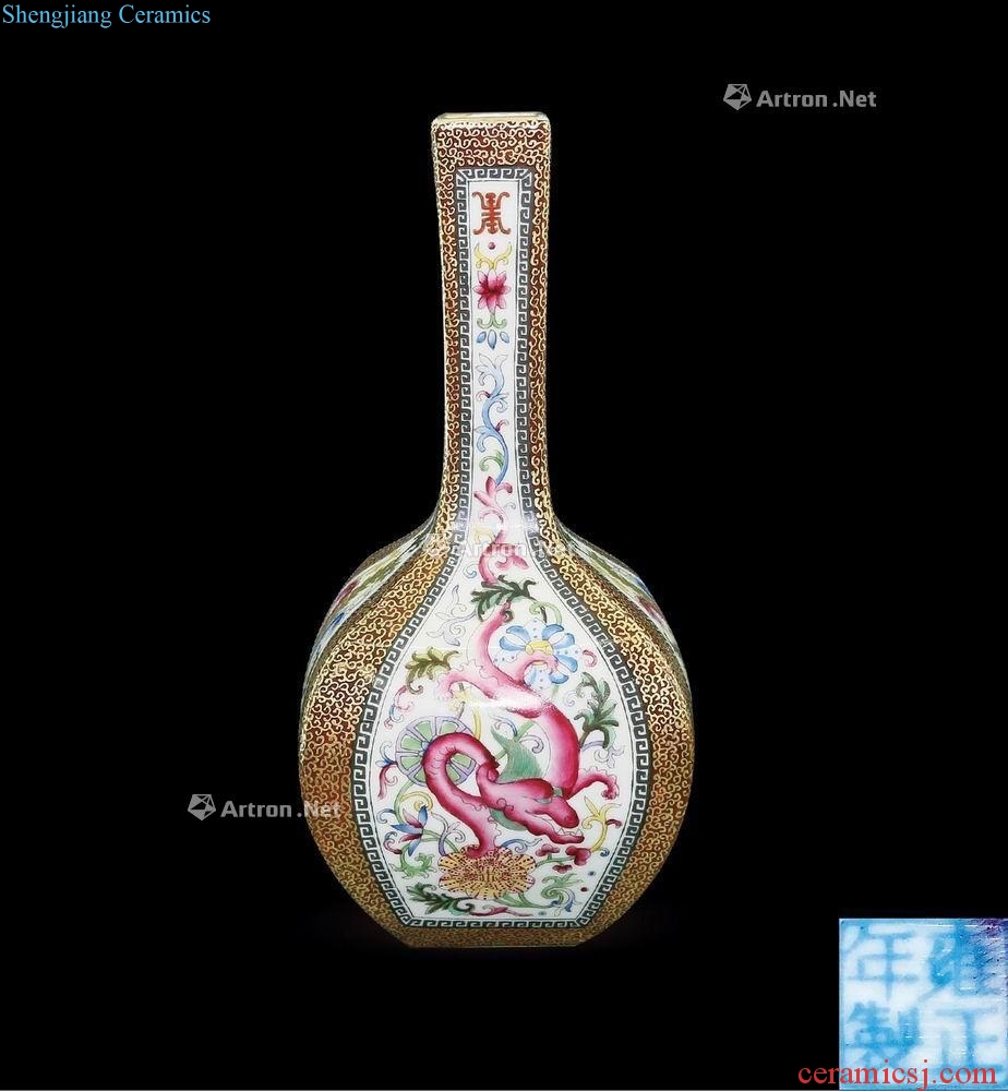 Pastel longfeng medallion flower grain to paint the flask