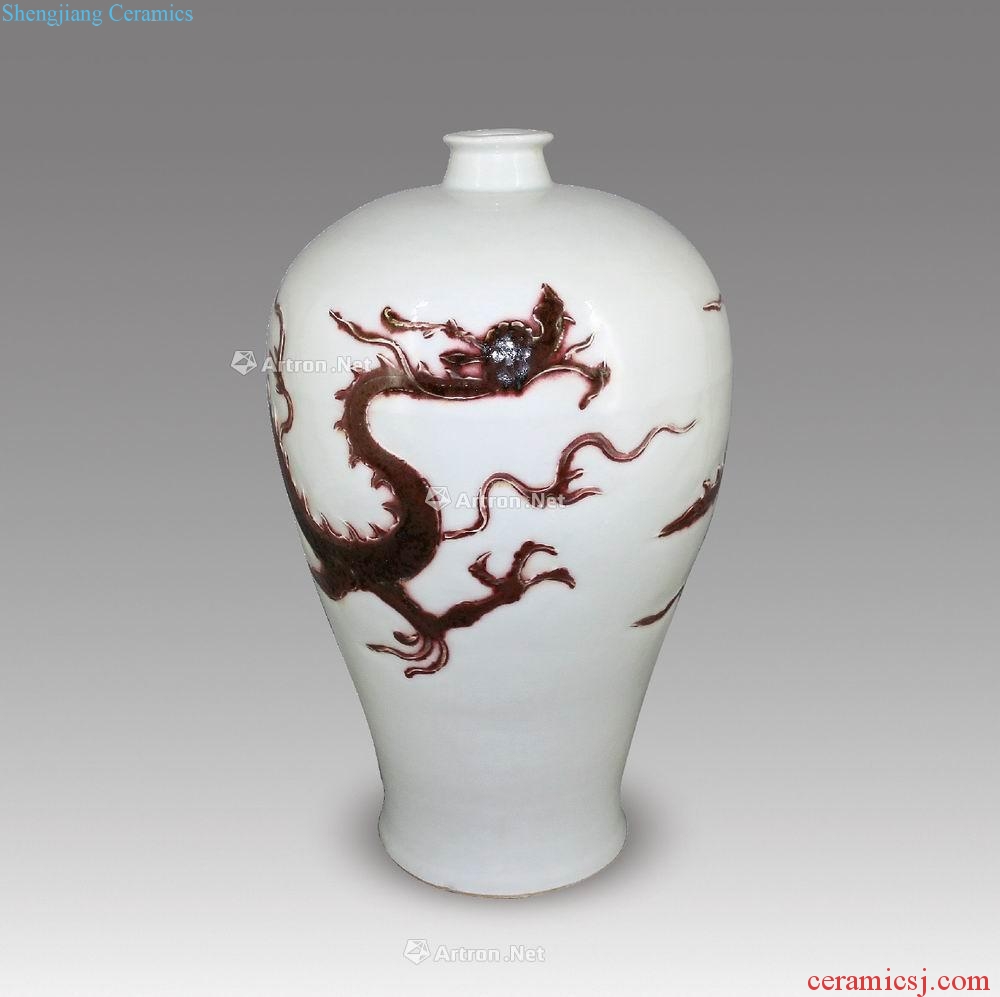 Youligong red dragon grain mei bottles in early Ming dynasty