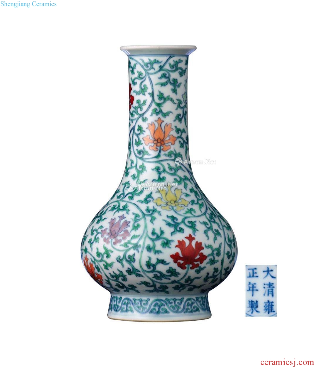 Yongzheng bucket color lotus flower pattern water bottles