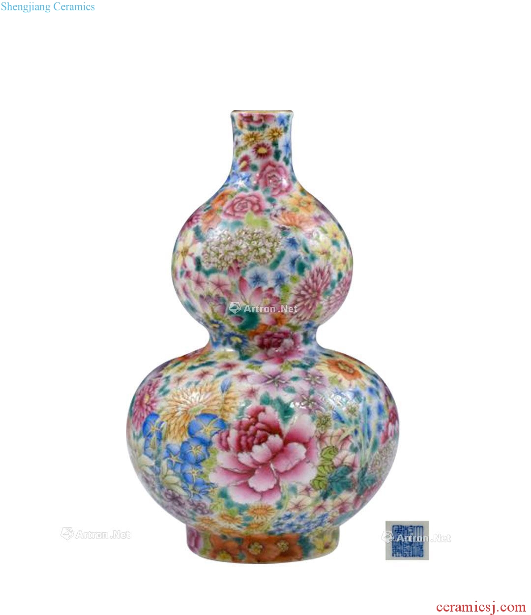 Qianlong pastel flowers kam gourd bottle