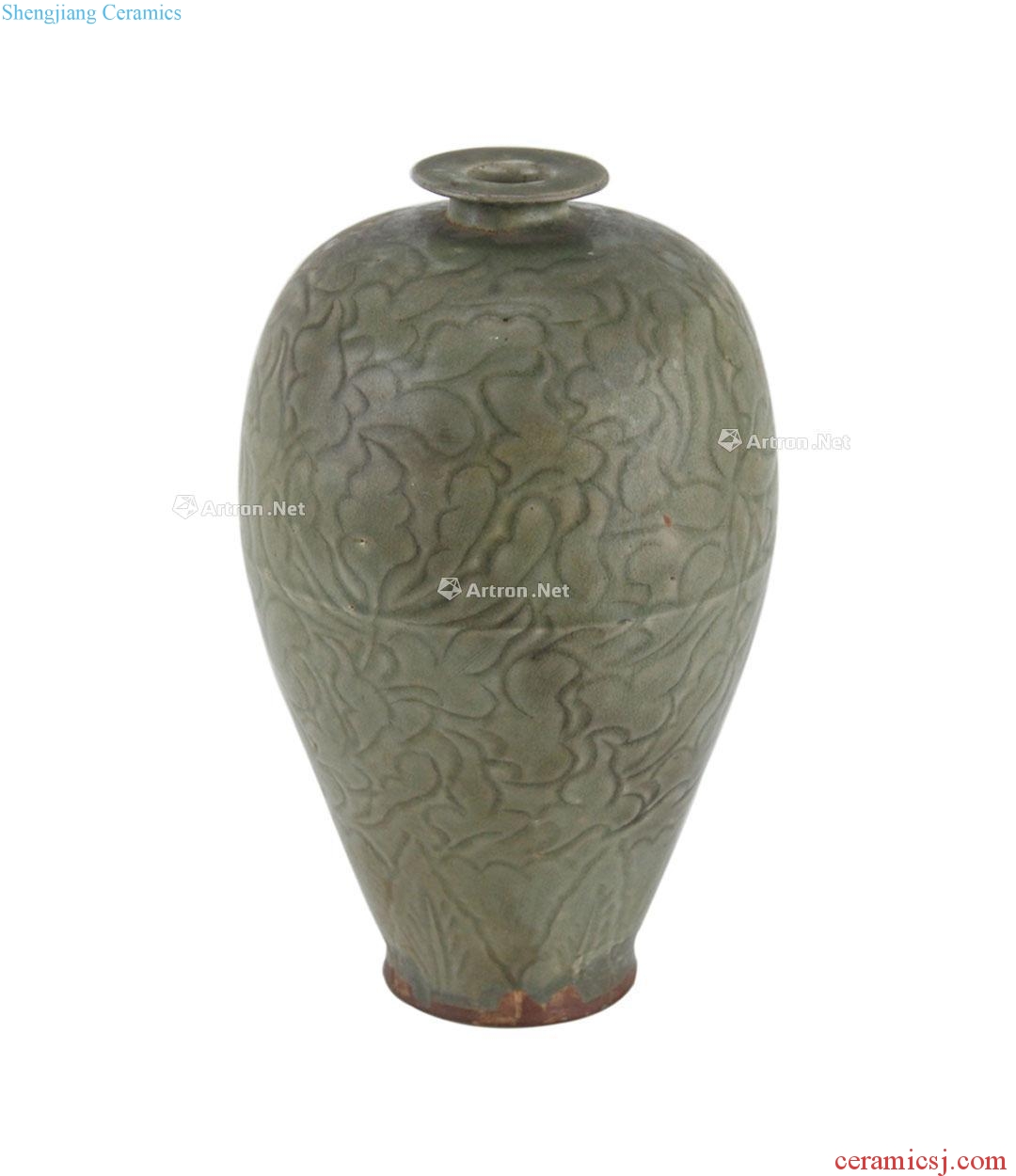 The song dynasty Yao state kiln celadon carved plum bottle