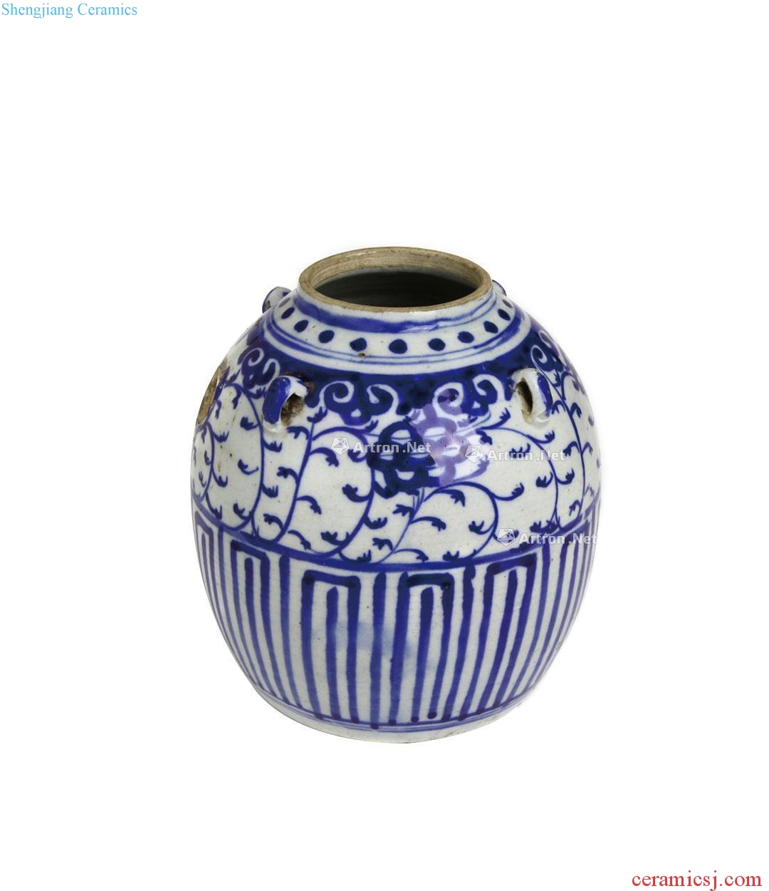 In the qing dynasty Blue and white tie up branch lines of quaternary pot of flowers