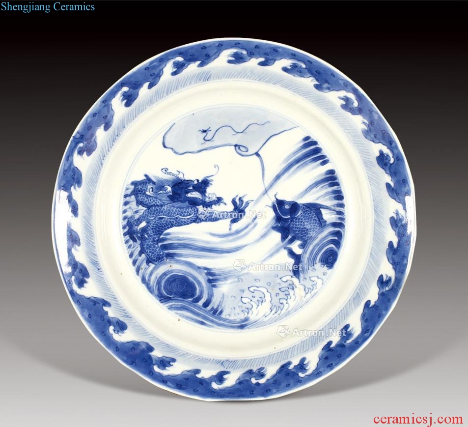 Kangxi fish change to blue and white dragon disc