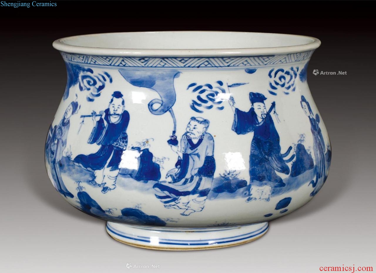 kangxi Blue and white the eight immortals furnace
