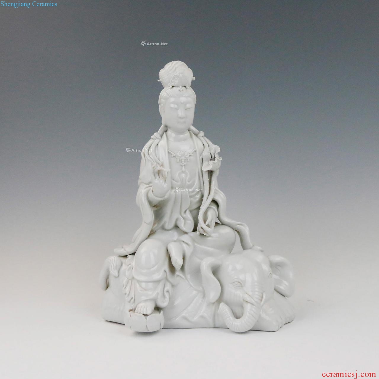 Ming, He Chaozong dehua porcelain samantabhadra bodhisattva