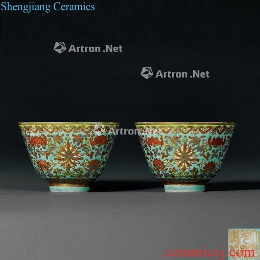 Qing dynasty · a hoard of green enamel cup (a)