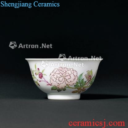 Qing, pastel peony grains pressure hand bowl