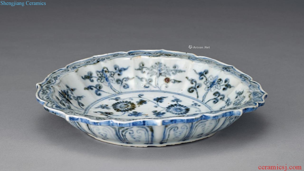 Ming hongwu Blue and white chrysanthemum tightener faceplate