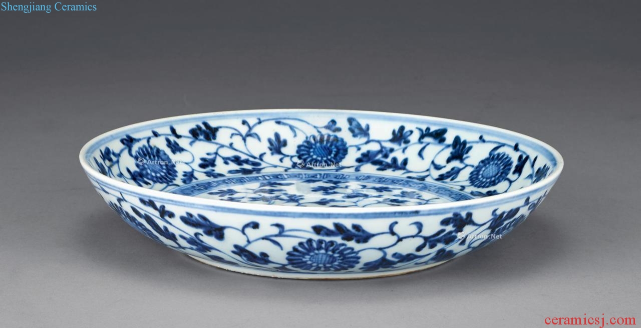 Ming Blue and white lotus flower tray