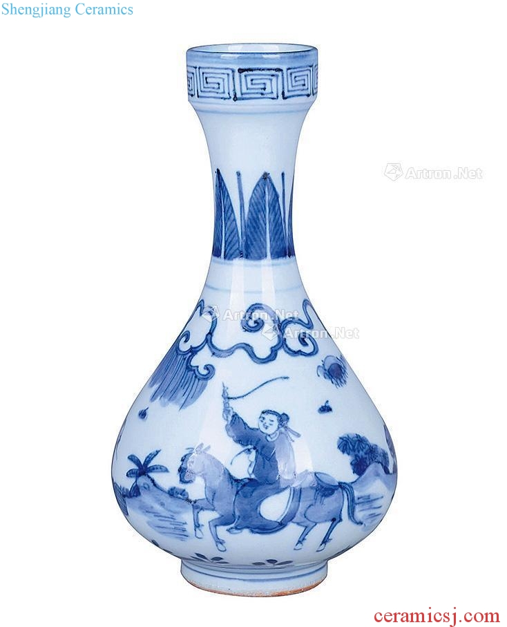 Ming jiajing Blue and white figure mei bottle return home
