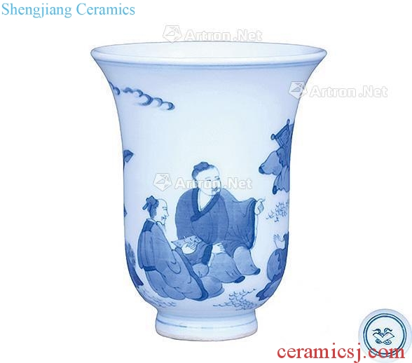 The qing emperor kangxi Blue and white bell cup