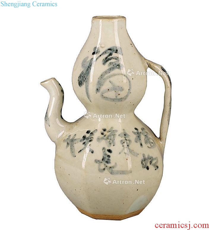 Yuan, Ming Fujian kiln porcelain ewer happiness as immense as the Eastern Sea 】 【