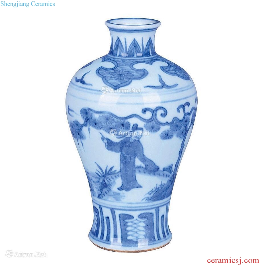 Ming Blue and white character figure bottles