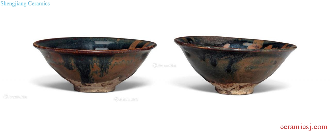 Song/gold magnetic state kiln is black glaze blotches 盌 (two)