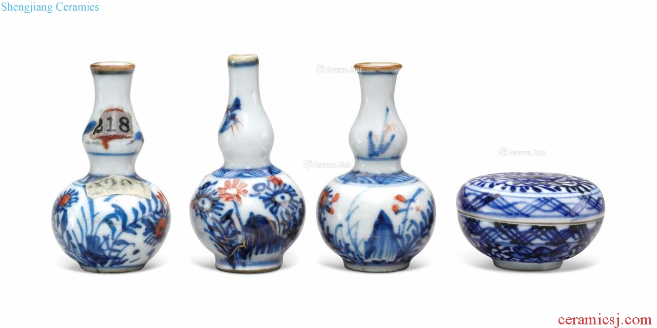 The qing emperor kangxi pocket blue and white porcelain (four pieces)