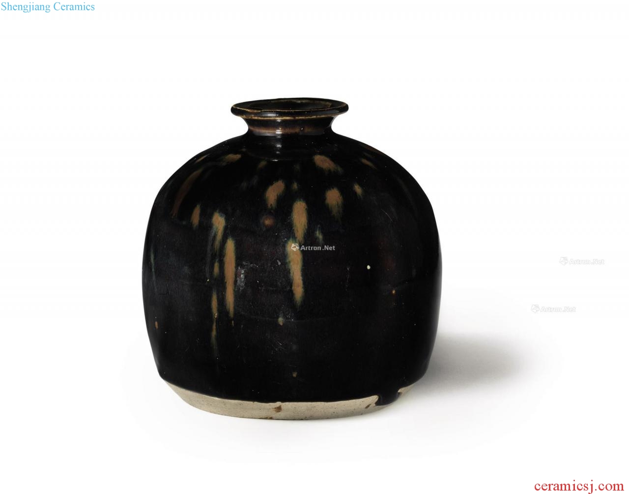 Northern song dynasty/gold Small bottle mouth black glaze iron rust stain