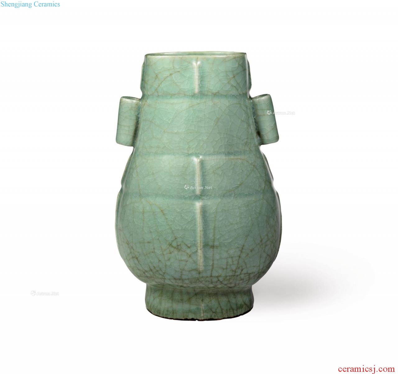 The southern song dynasty Longquan celadon imitation officer glaze penetration ear pot