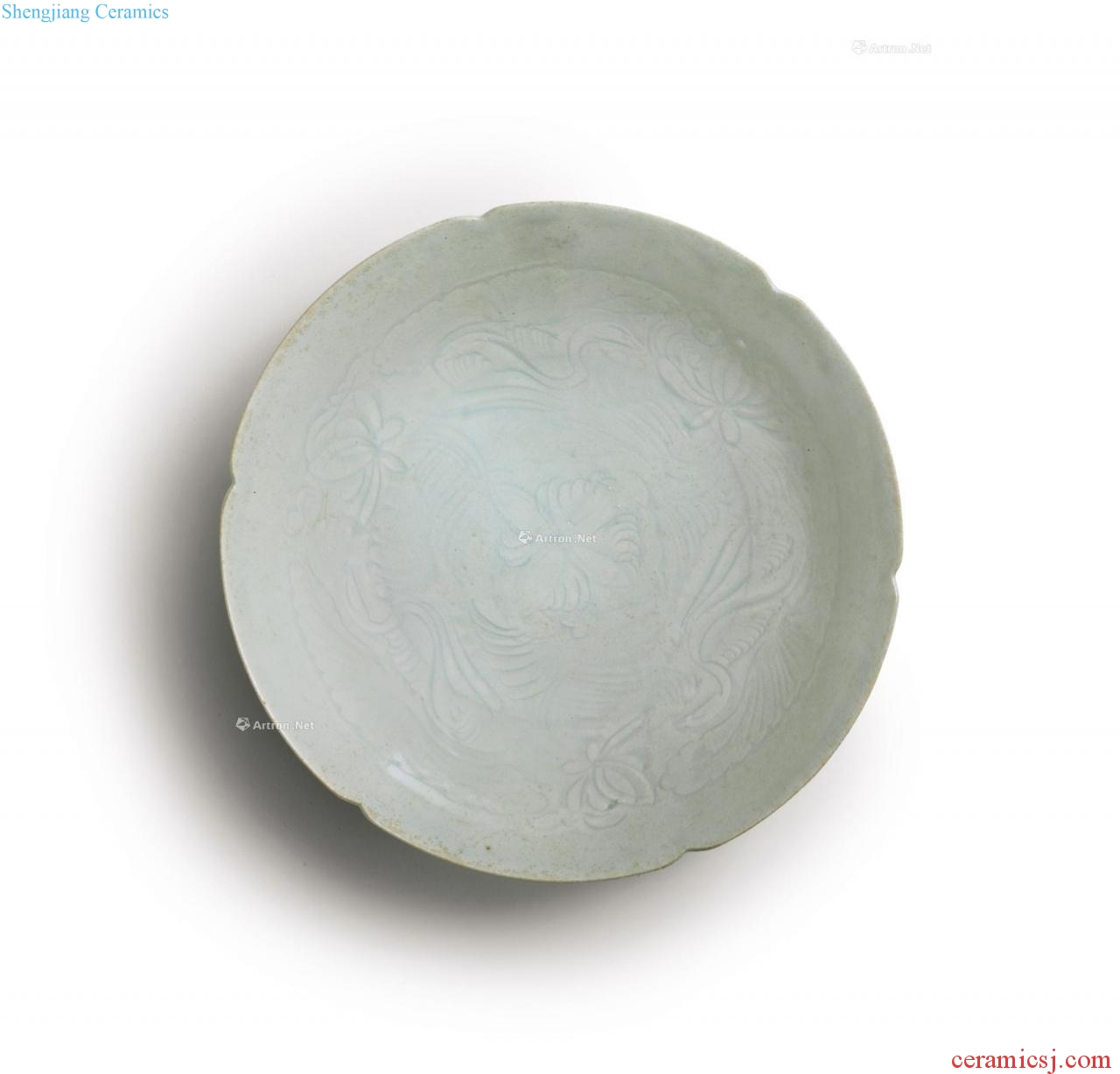 Southern song dynasty blue white glaze scratching mouth 盌 flower