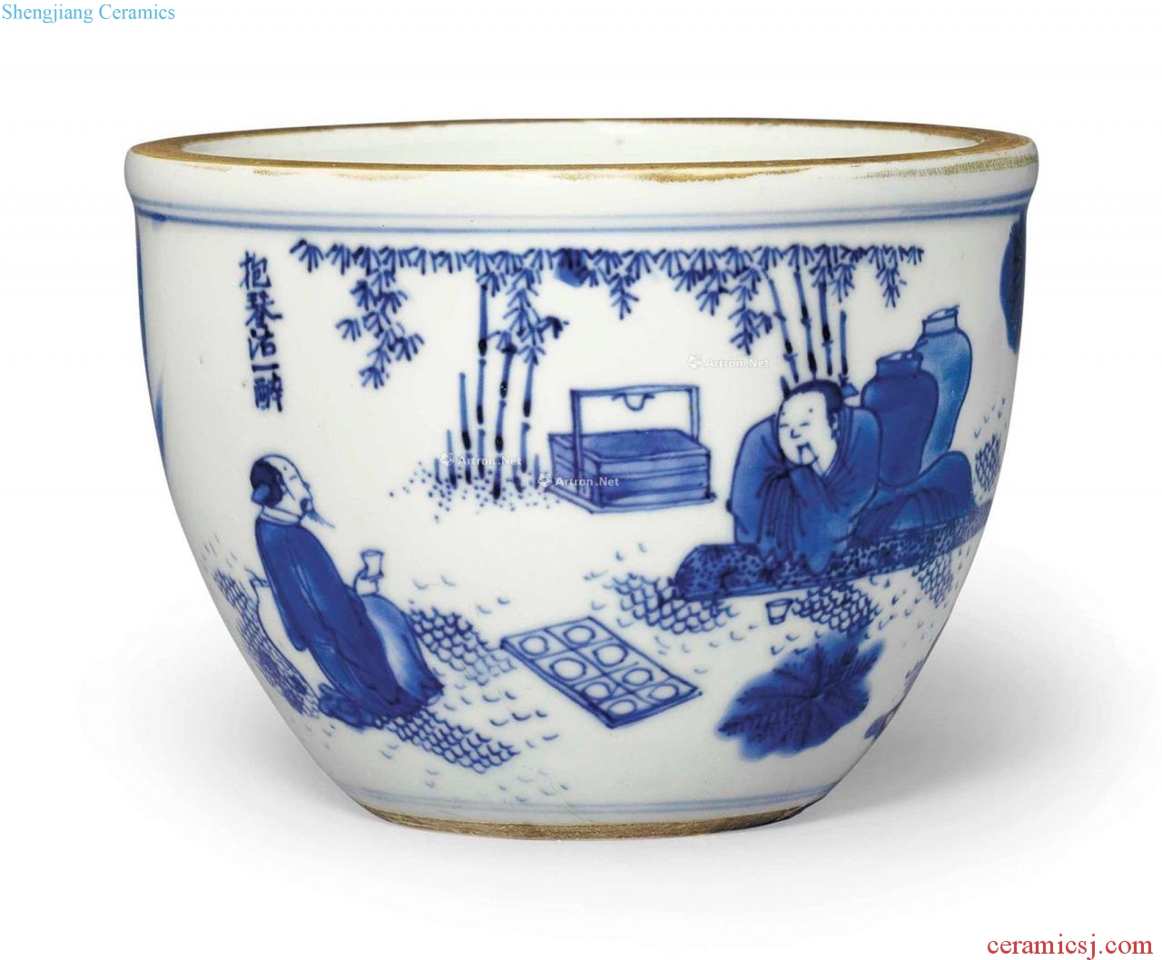 About 1640-1650 - A SMALL BLUE AND WHITE JARDINIERE