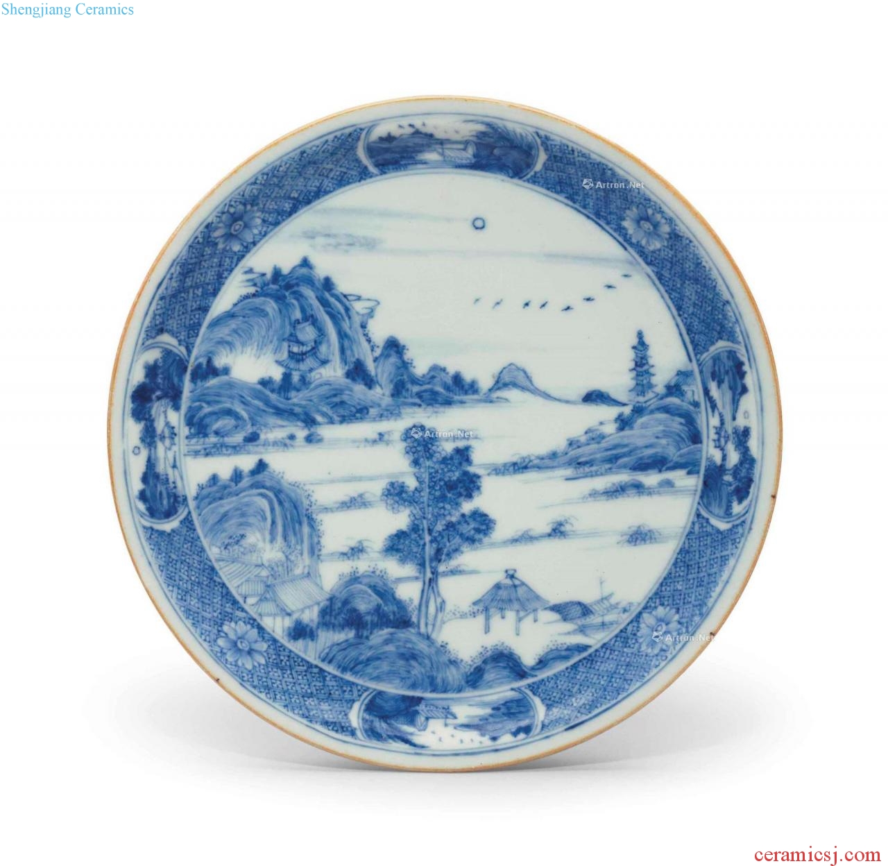 Yongzheng (1723-1735), A BLUE AND WHITE "LANDSCAPE" DISH