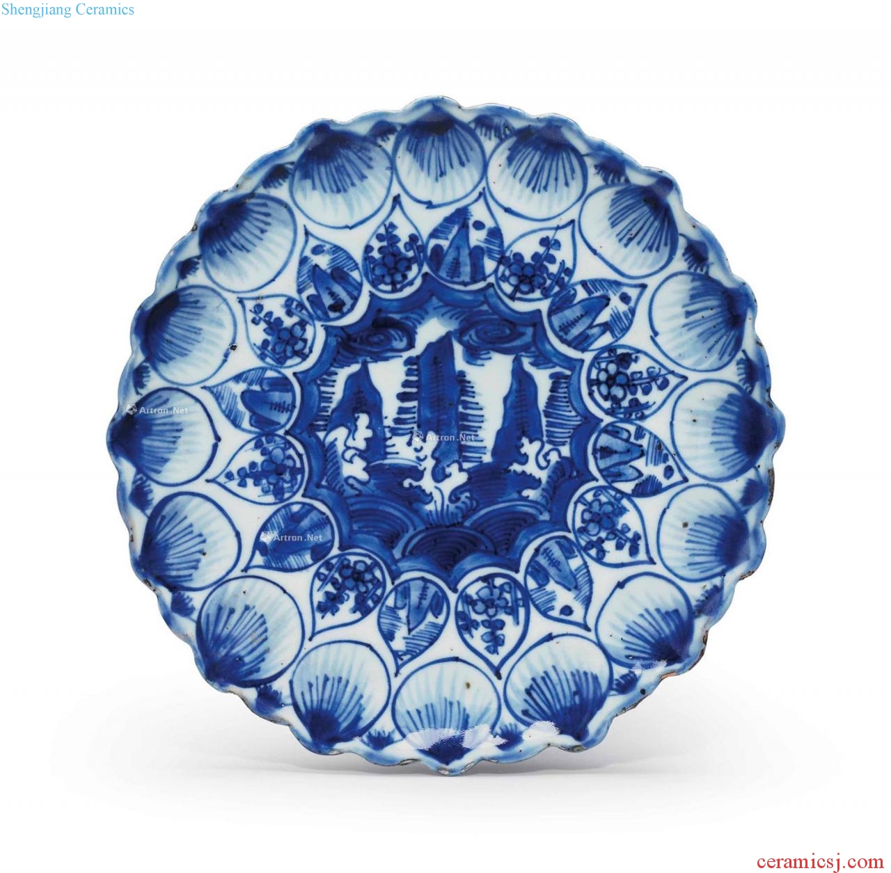 Wanli (1573-1619), A BLUE AND WHITE PETAL - MOLDED DISH
