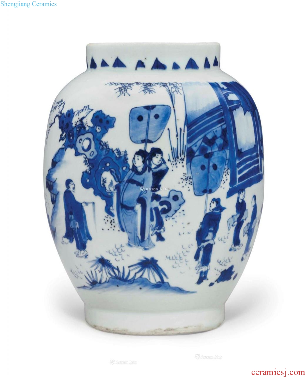 Chongzhen period, about 1640 years A BLUE AND WHITE OVOID JAR