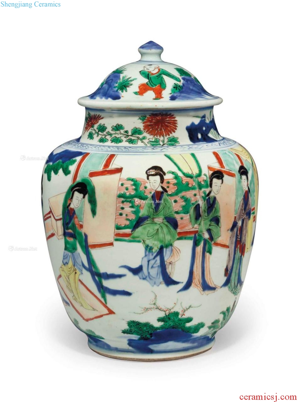 Mid 17th century A WUCAI JAR AND COVER