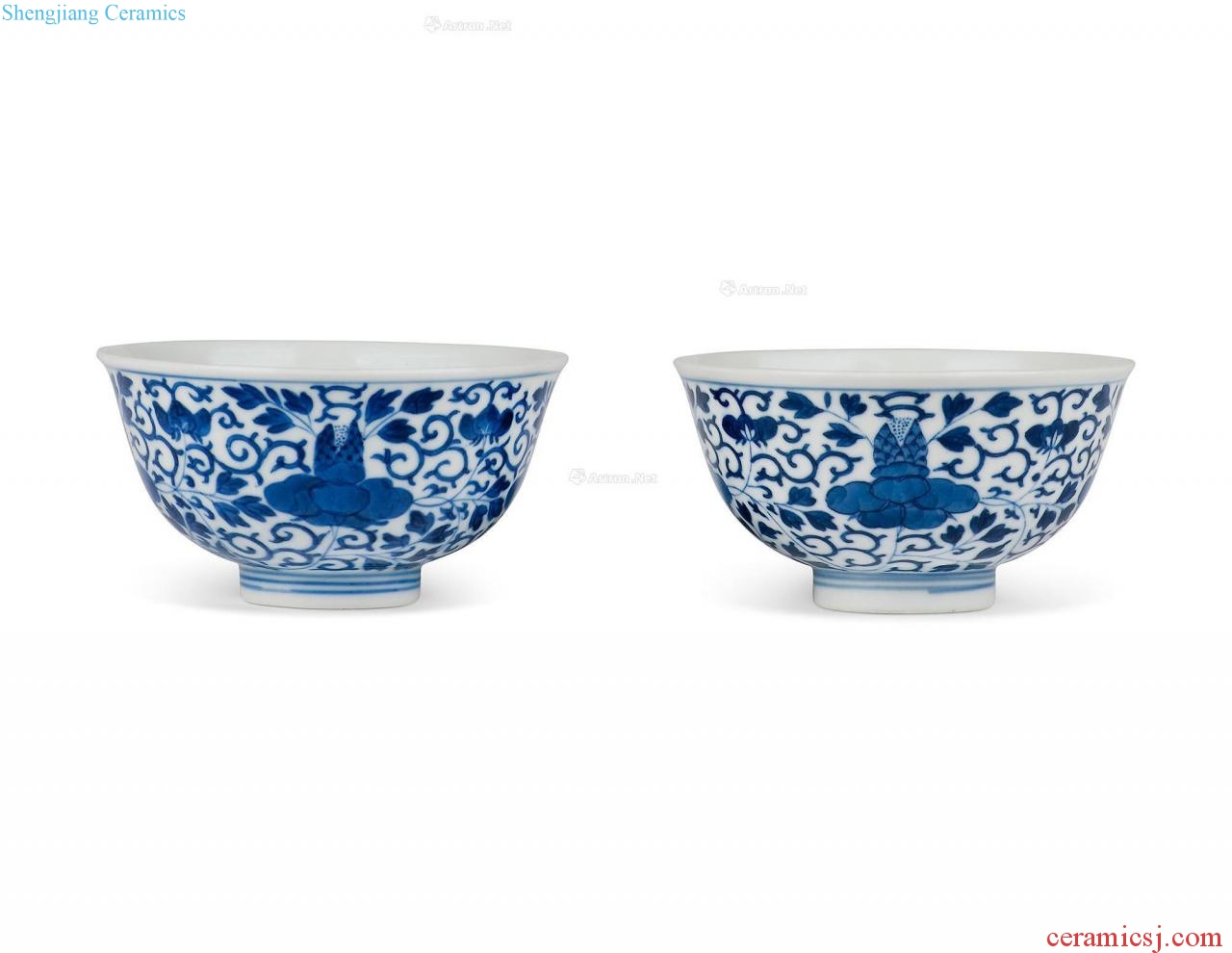 Qing guangxu Blue and white flowers green-splashed bowls (a)