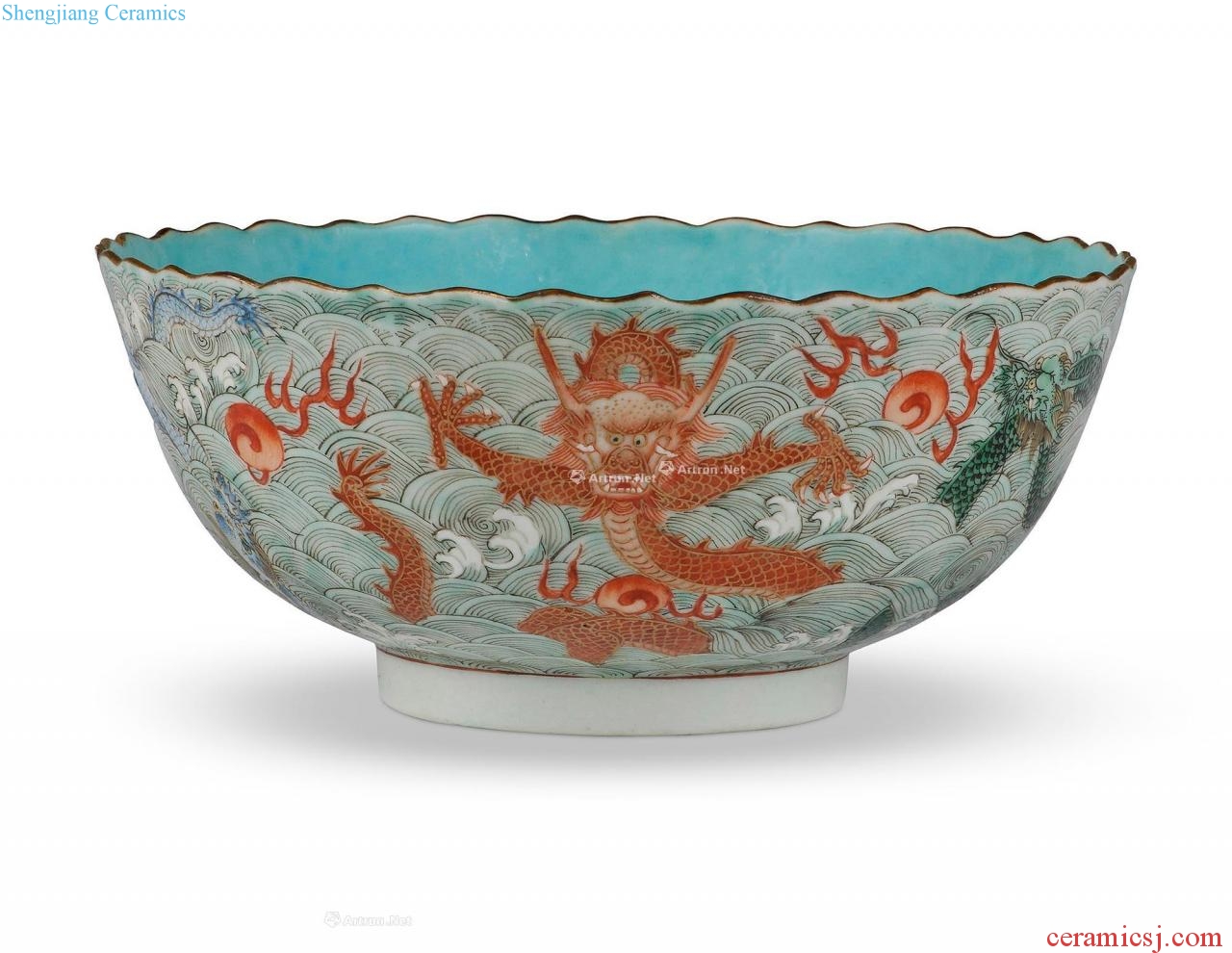 Qing jiaqing pastel sea dragon mouth bowl