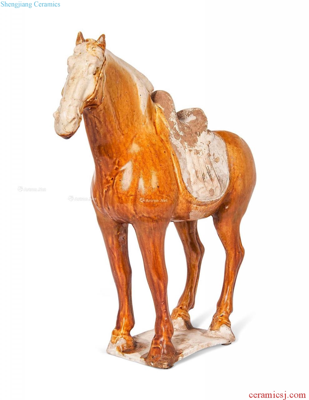 Brown painted pottery tang horses