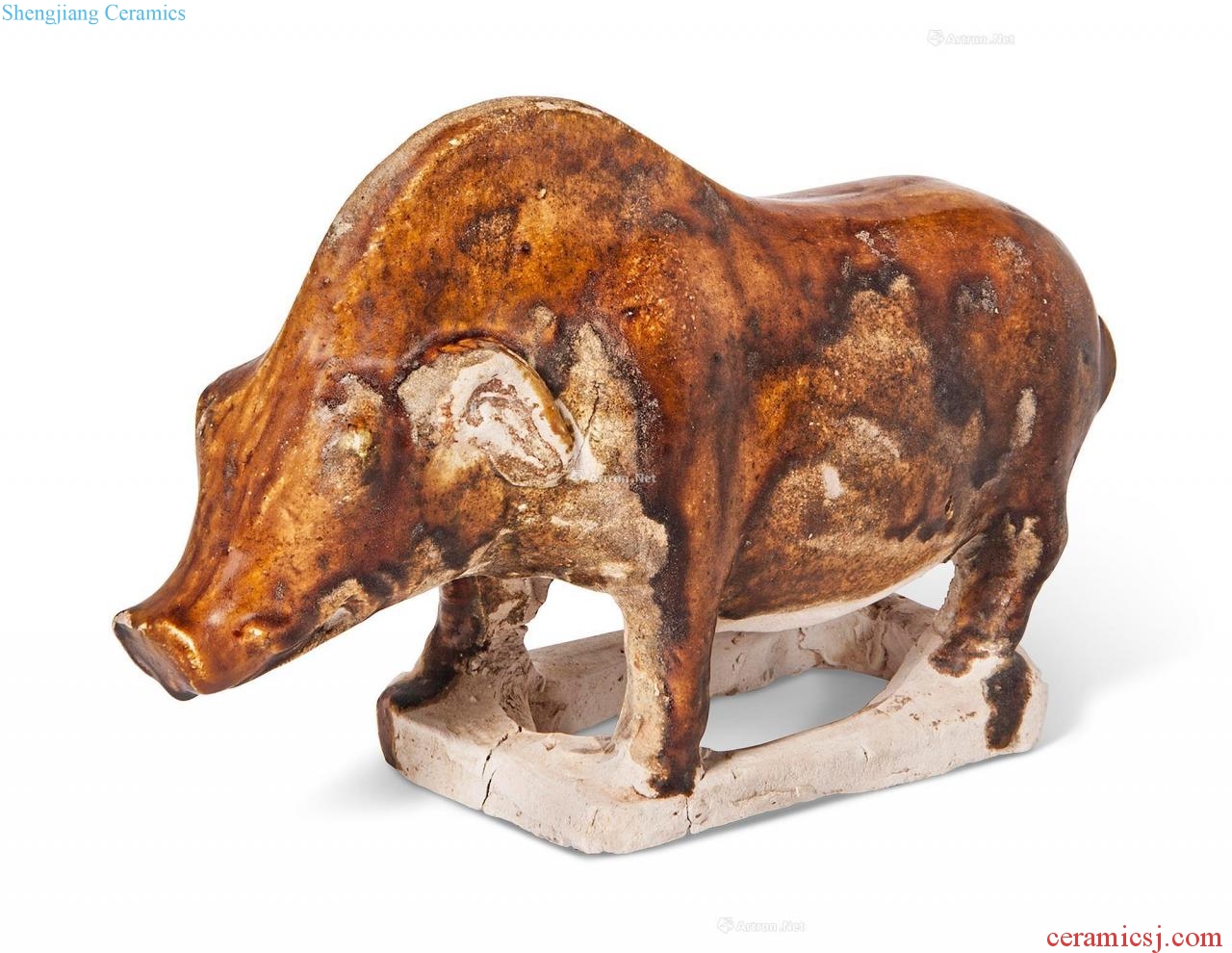 Tang brown painted pottery pig