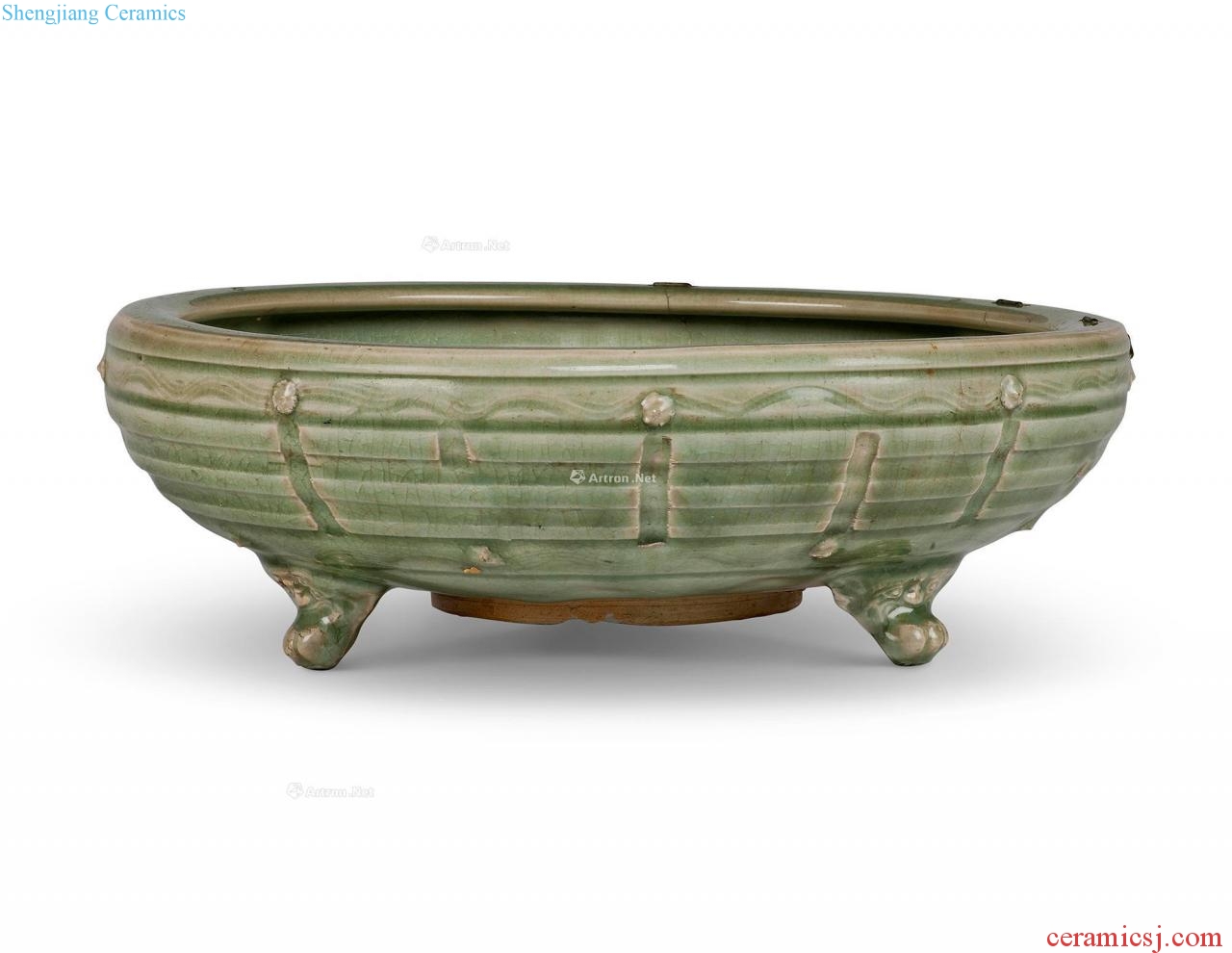 Ming Green glaze gossip grain furnace with three legs