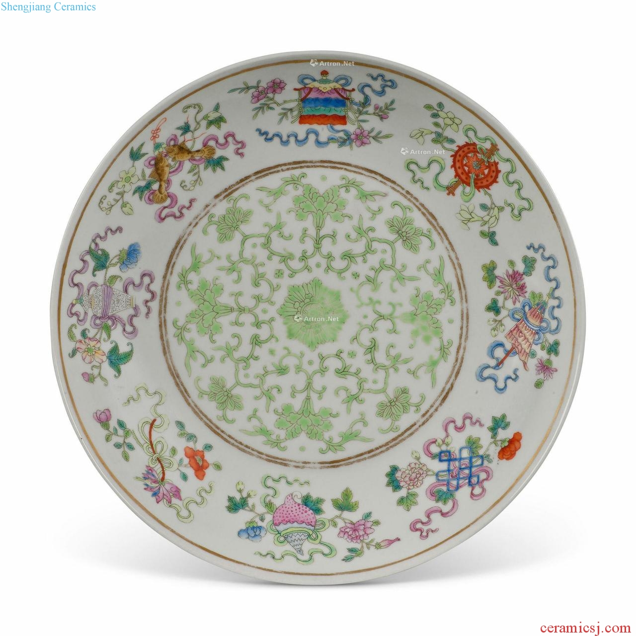 Pastel reign of qing emperor guangxu eight auspicious tray