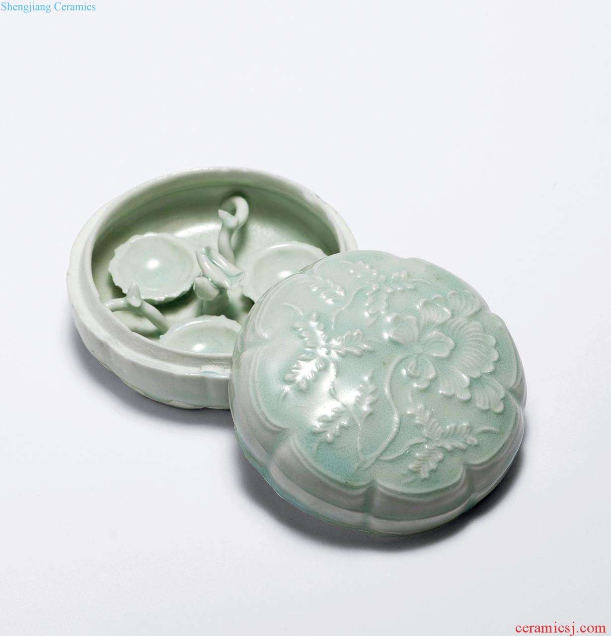 The song dynasty (960-960) green printing craft flower shape box