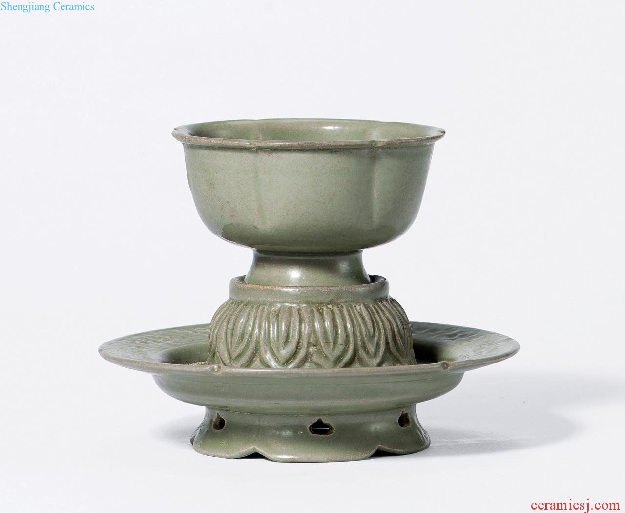 Northern song dynasty (960-1127), the kiln green glaze cut flower shape table lamp that (a)